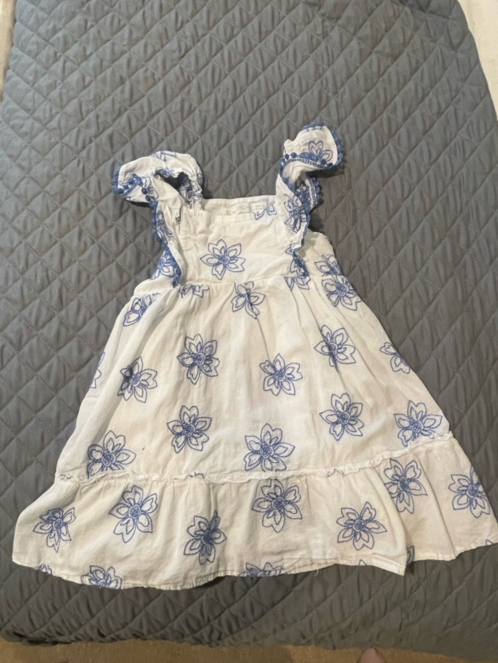 Rachel Zoe White Dress with Blue Floral Embroidery